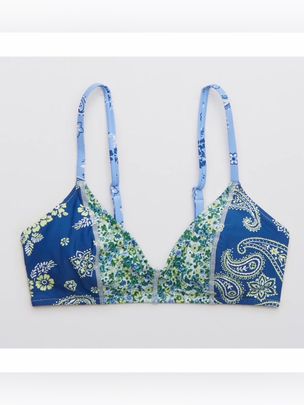 Aerie V Scoop Paisley Print Bikini Top